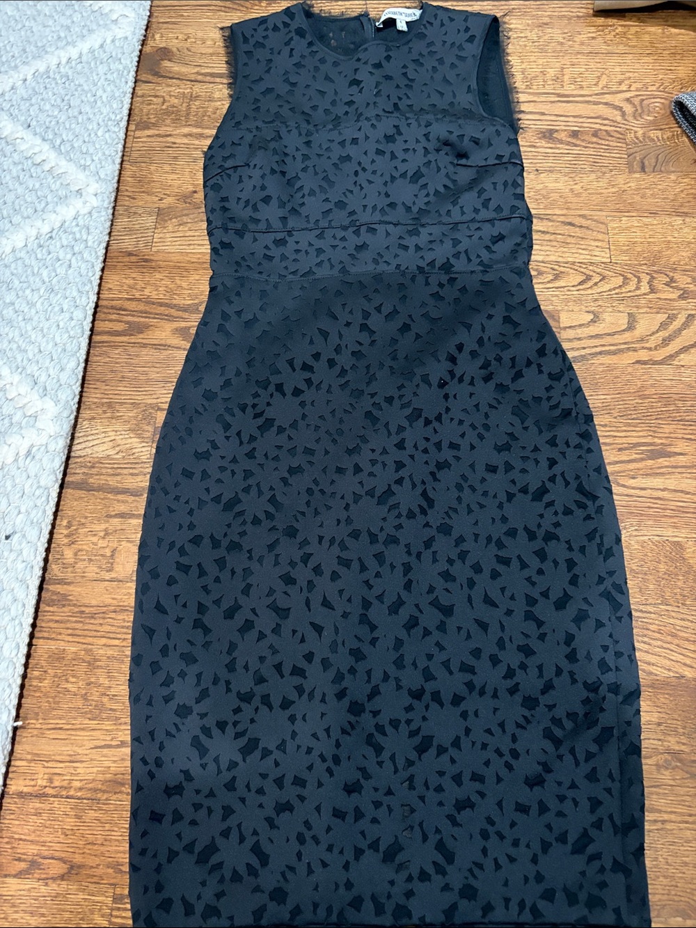 Elizabeth and James Black Sleeveless Textured Sheath Dress